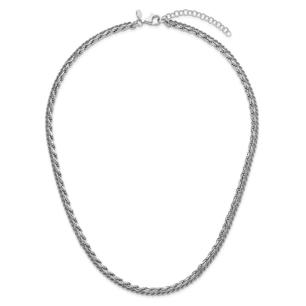 Sterling Silver RH-plated Polished 2-Strand with 1.5in ext. Neckla