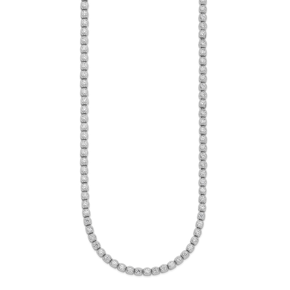 Sterling Shimmer Sterling Silver Rhodium-plated Bezel Set 2.3mm CZ 115 Stone 17 inch Necklace 17 Inches