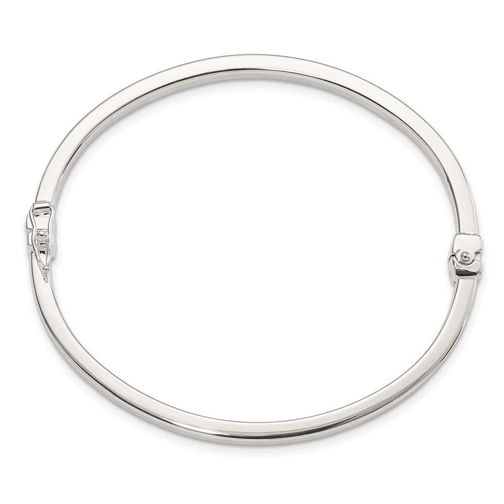 Sterling Silver Polished Flat Hinged Bangle 7 inches
