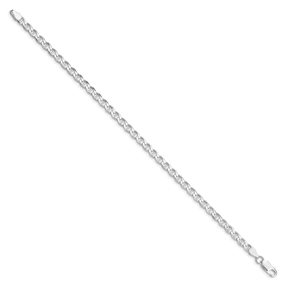 Sterling Silver Rhodium-plated 4.0mm D/C Flat Anchor Curb Chain 7 inches
