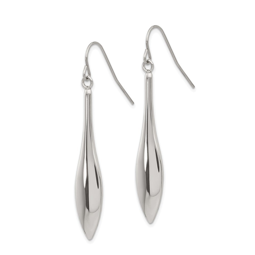 Stainless Steel Polished Dangle Shepherd Hook Earrings