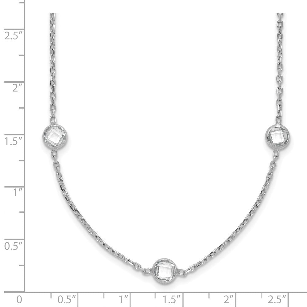 Sterling Silver Rhodium-plated 9-Station CZ Polished Necklace 18 Inches