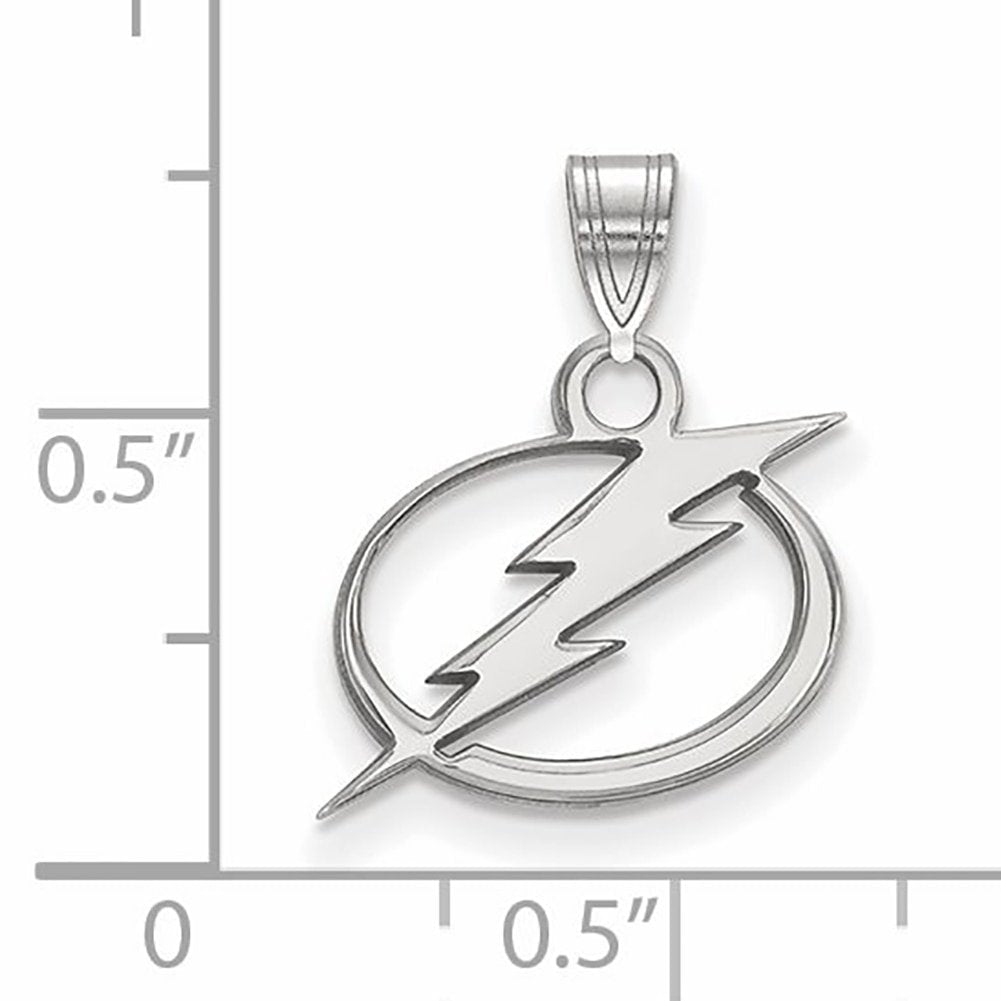 LogoArt Sterling Silver Rhodium-plated NHL Tampa Bay Lightning Small Pendant