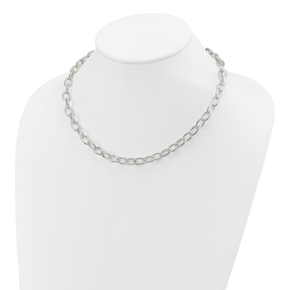 Sterling Silver Open Link Cable 8.50mm Necklace 18 Inches