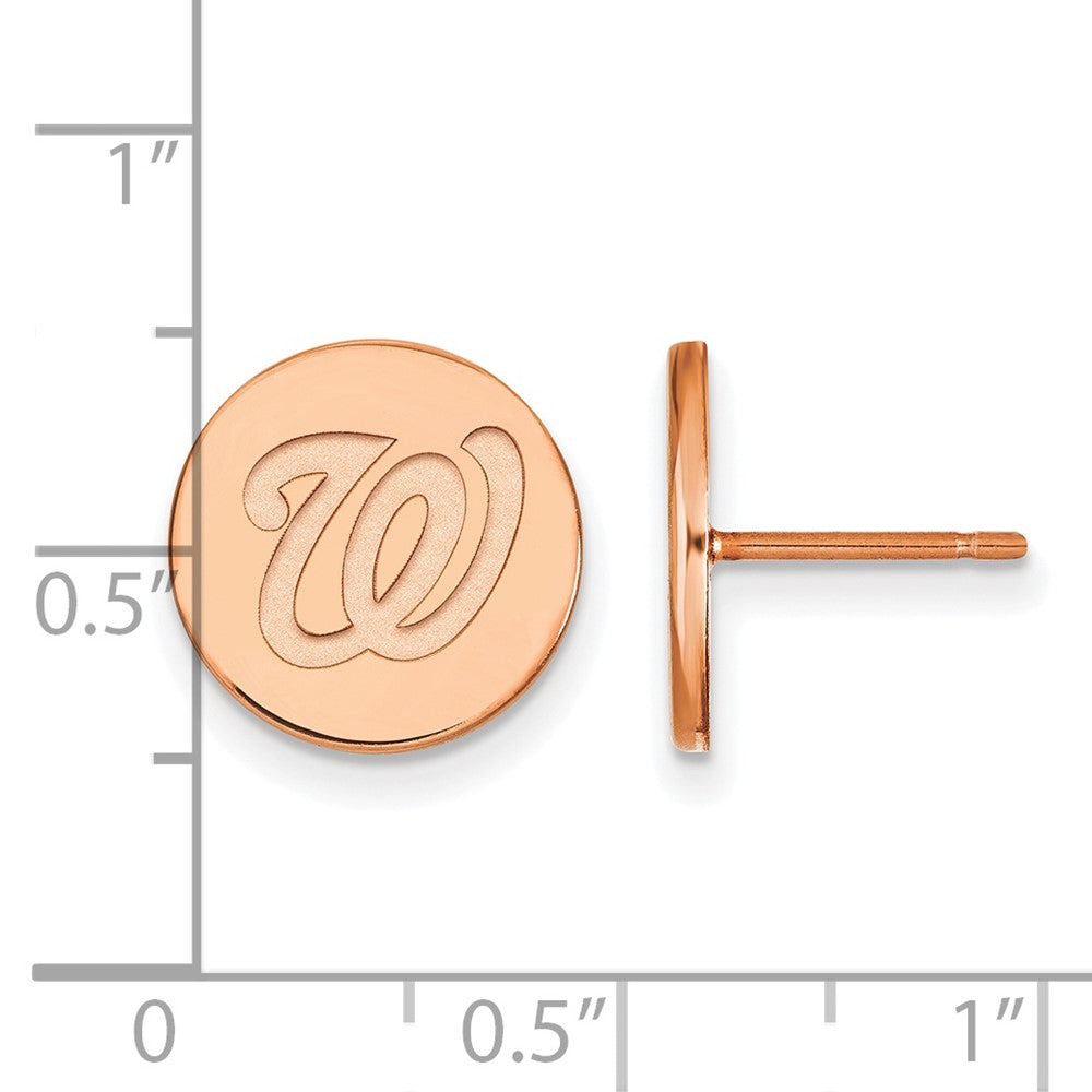 SS Rose Gold-plated MLB LogoArt Washington Nationals Small Disc Earrings