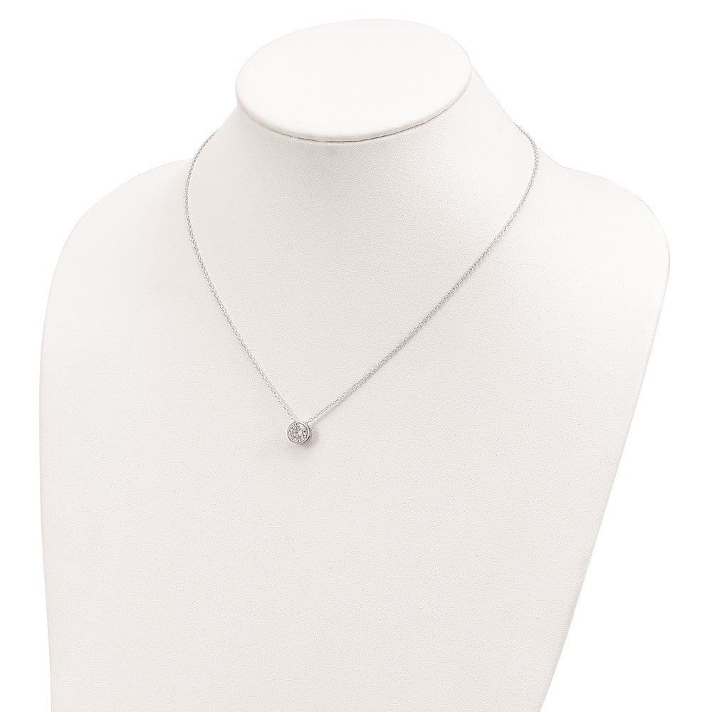 Sterling Silver Rhodium-plated 8mm Bezel CZ Necklace 18 Inches