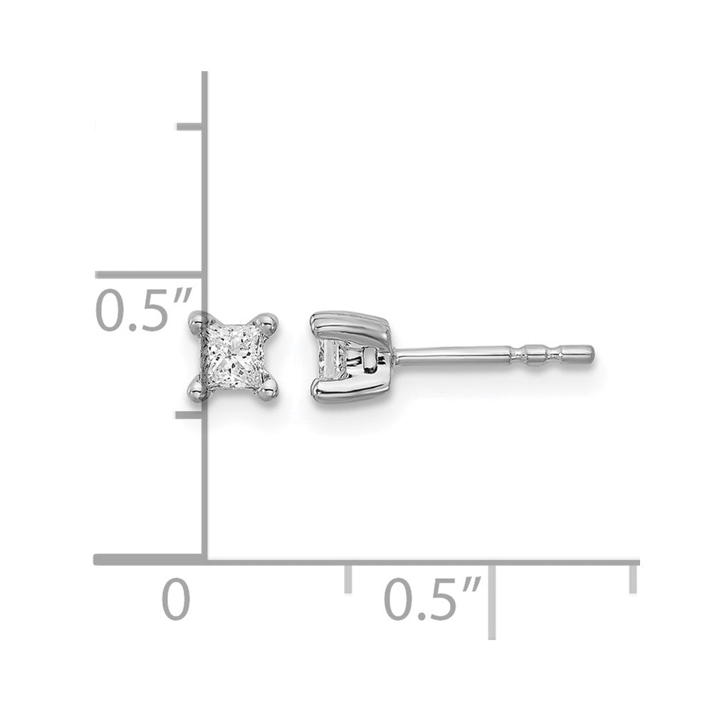 14K White Gold 1/3 Carat Lab Grown Diamond VS/SI+ G+ Princess 4-Prong Complete Stud Earrings