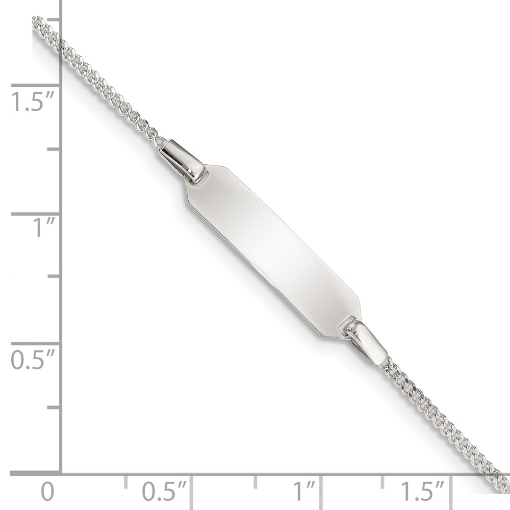 Sterling Silver Childrens 5in Plus 1in EXT ID Curb Link Bracelet 5 inches