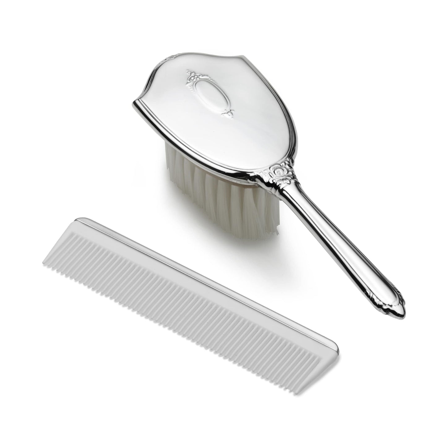 Pewter Gift Boxed Shield Girls Comb and Brush Set GP8914