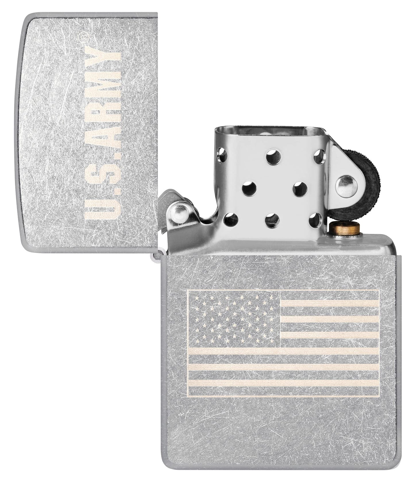Zippo U.S. Army US Flag Laser Engrave Street Chrome Pocket Lighter