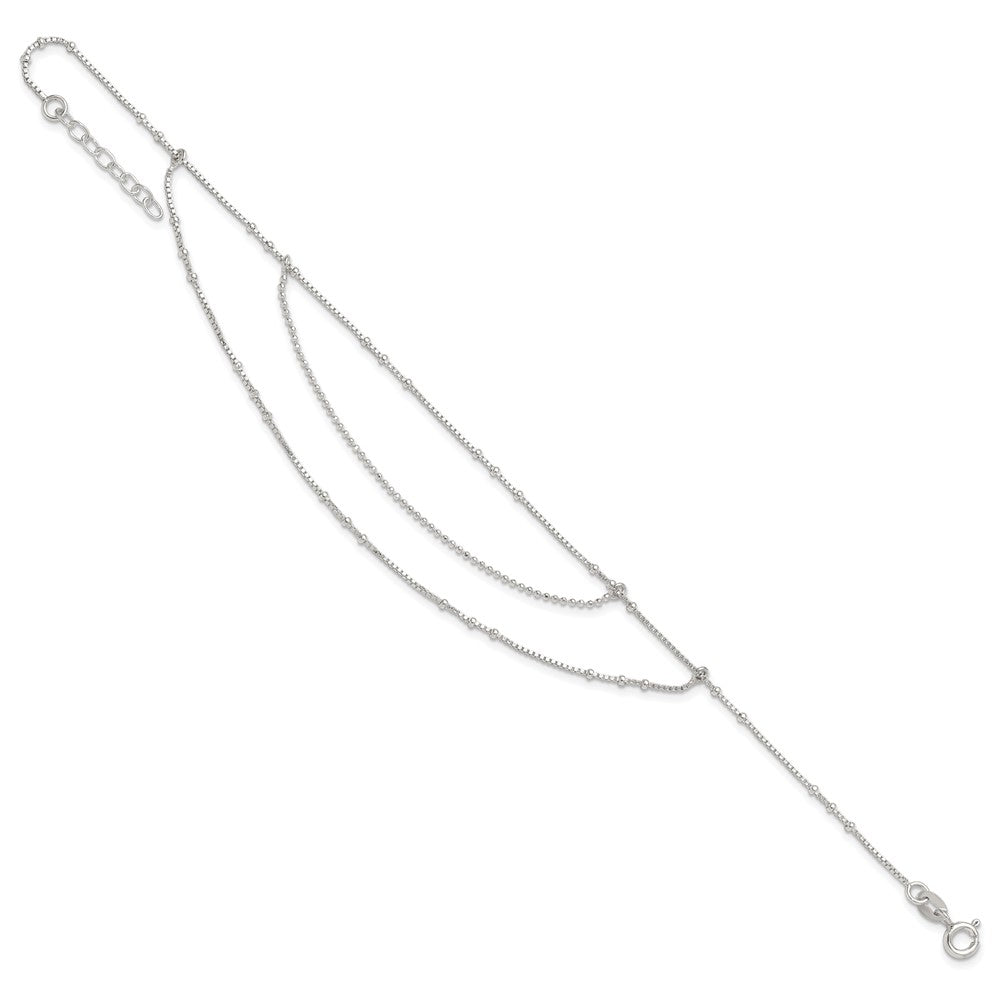 Sterling Silver Polished Multi-Strand 9in Plus 1 in Ext Anklet 9 inches