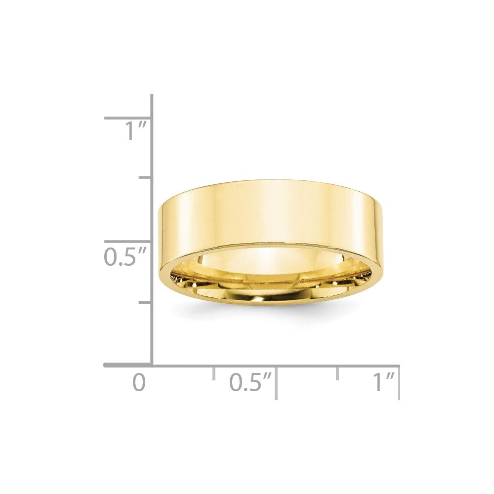 10k Yellow Gold 7mm Standard Weight Flat Comfort Fit Wedding Band Size 7.5
