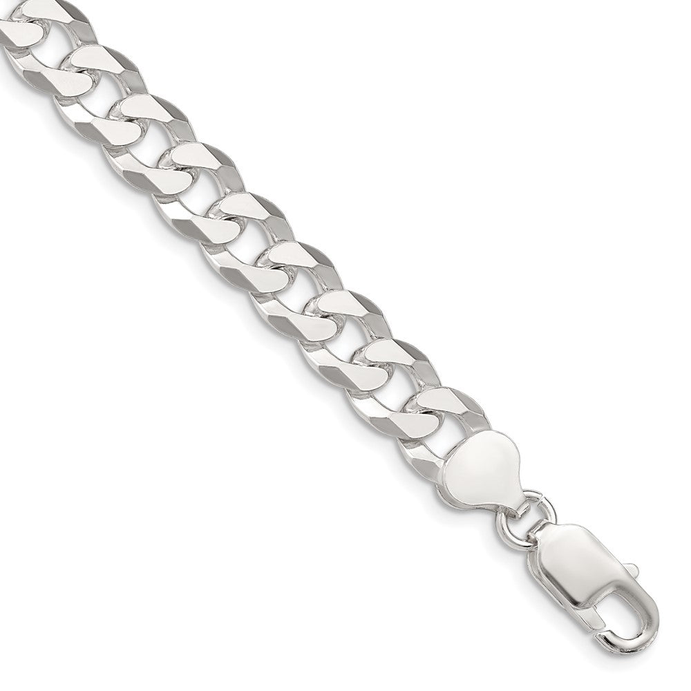 Sterling Silver 8.5mm Beveled Curb Chain 8 inches