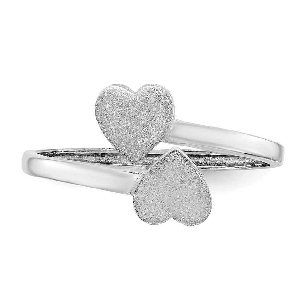 14k White Gold Double Heart Ring Size 4