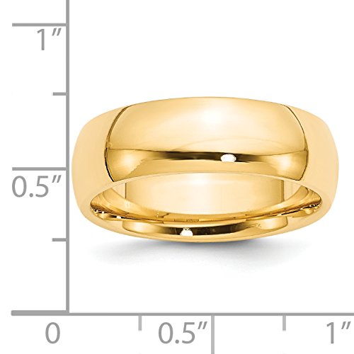 14k Yellow Gold 7mm Standard Weight Comfort Fit Wedding Band Size 11