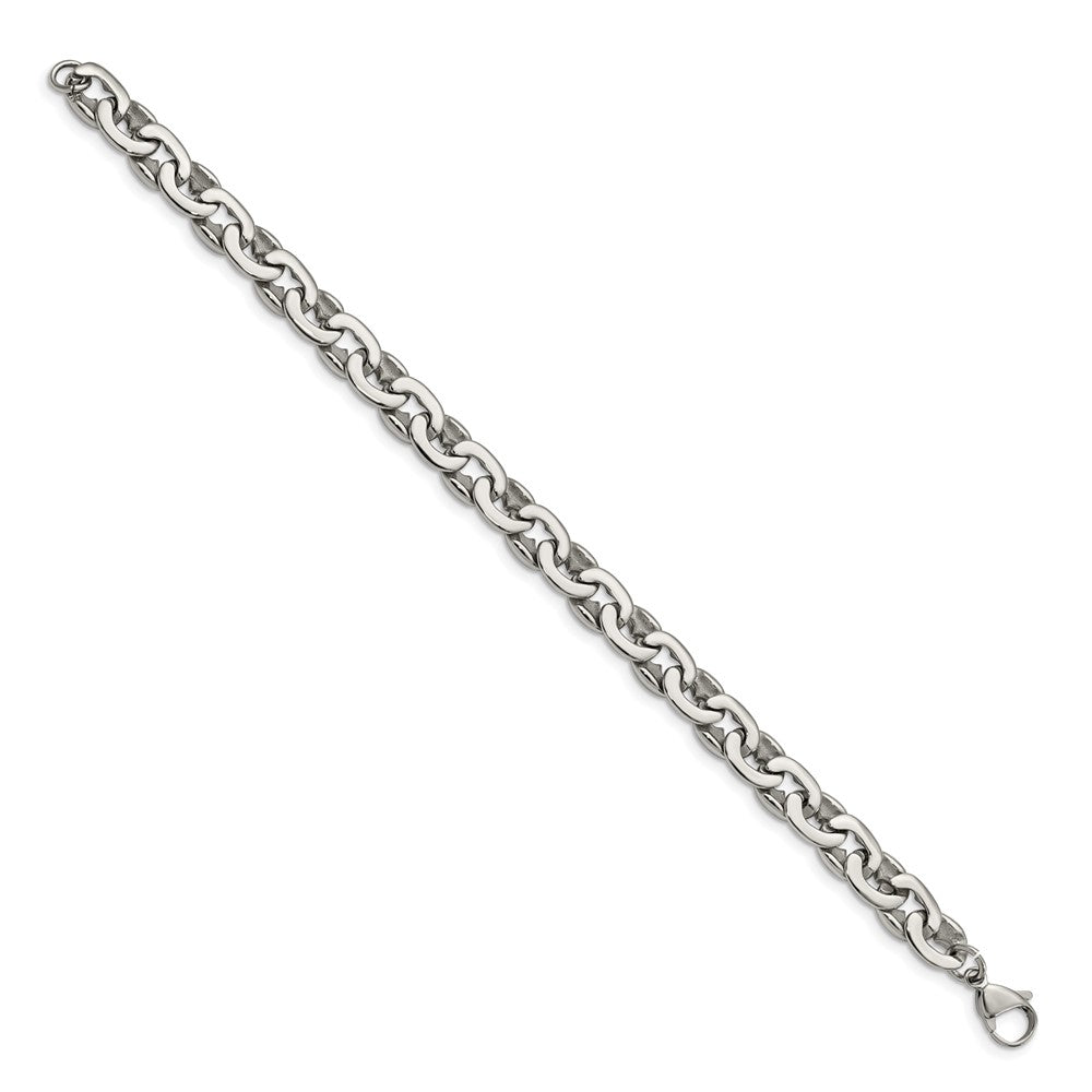 Stainless Steel Polished Oval Link 8.25in Bracelet 8.25 inches