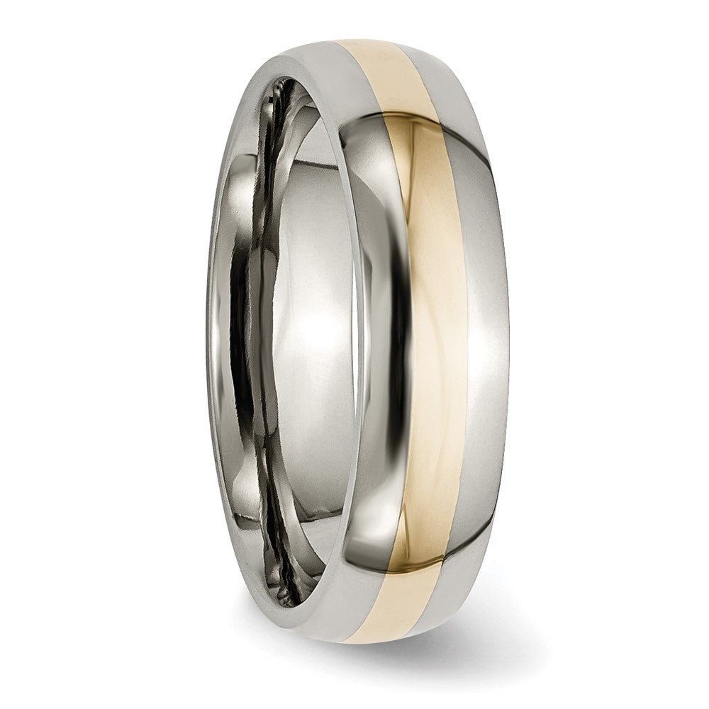 Titanium Polished w/14k Yellow Inlay 6mm Band Size - 6.5