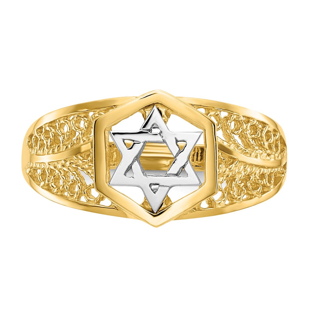 14k Two-Tone Polished Star of David Ring size 7