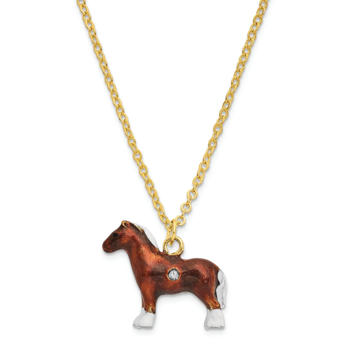 Bejeweled Clydesdale Horse Trinket Box with Charm Pendant