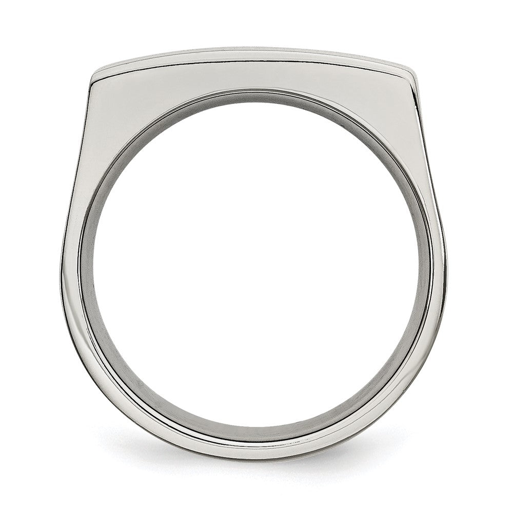 Stainless Steel Brushed and Polished Signet Ring Size - 11