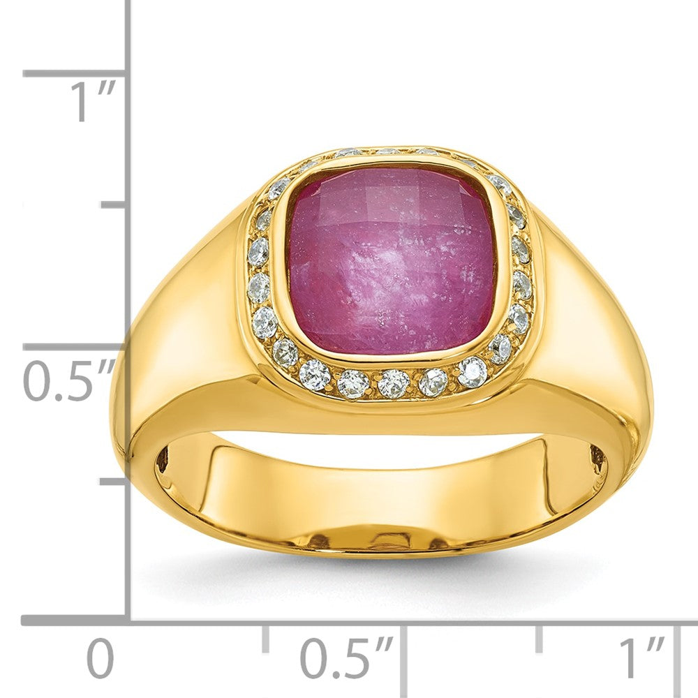14k IBGoodman Men's Ruby Doublet Stone and 1/5 carat Diamond Complete Ring