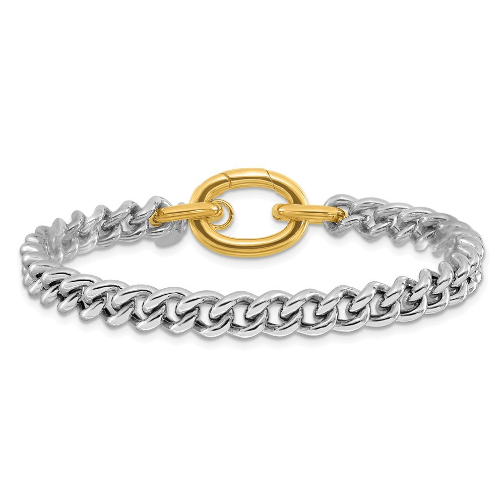 Sterling Silver Rhodium and Gold-plated with Curb Link Bracelet 7.5  inches