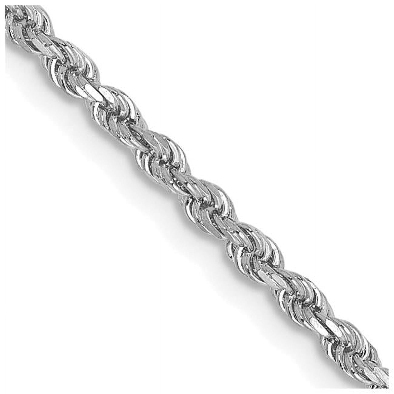 14K White Gold 26 inch 2mm Diamond-cut Rope with Lobster Clasp Chain
