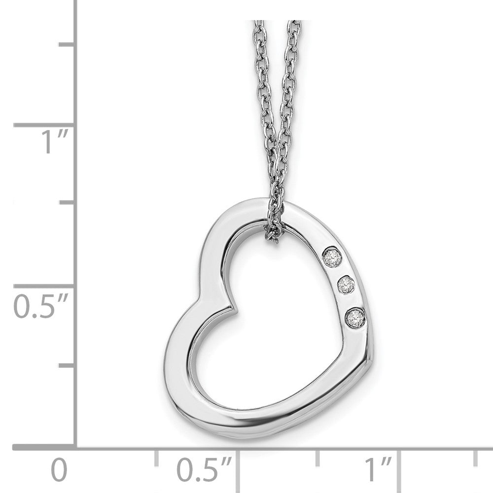 White Ice Sterling Silver Rhodium-plated 18 Inch Diamond Open Heart Necklace with 2 Inch Extender 18 Inches