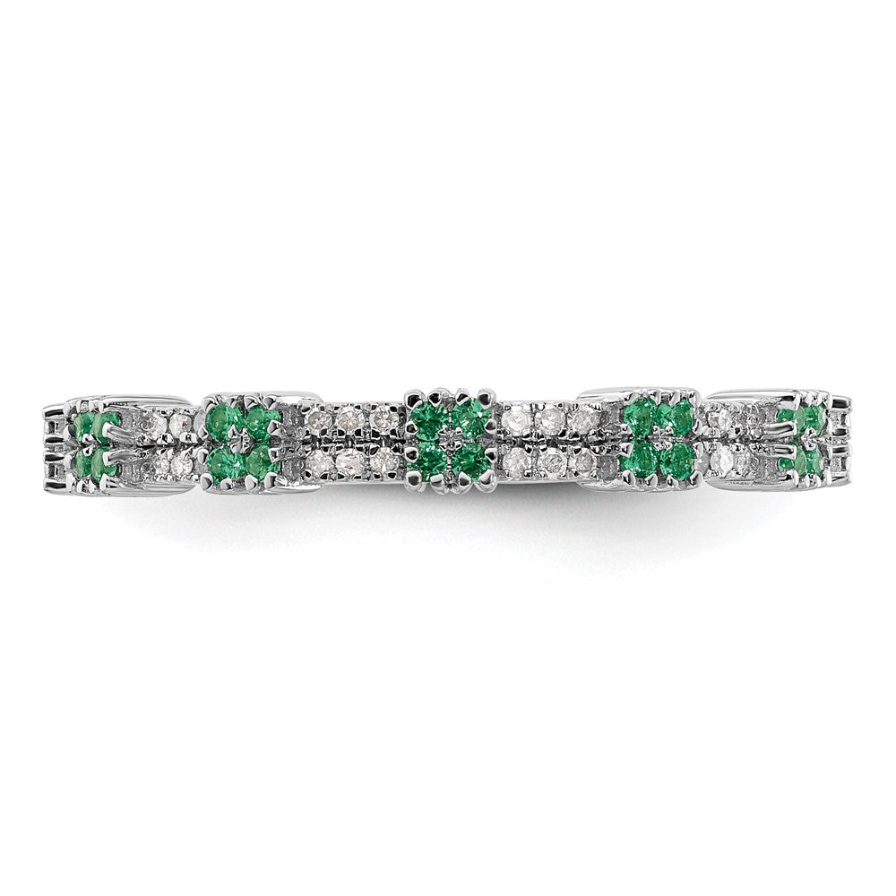 Sterling Silver Stackable Expressions Created Emerald & Diamond Ring