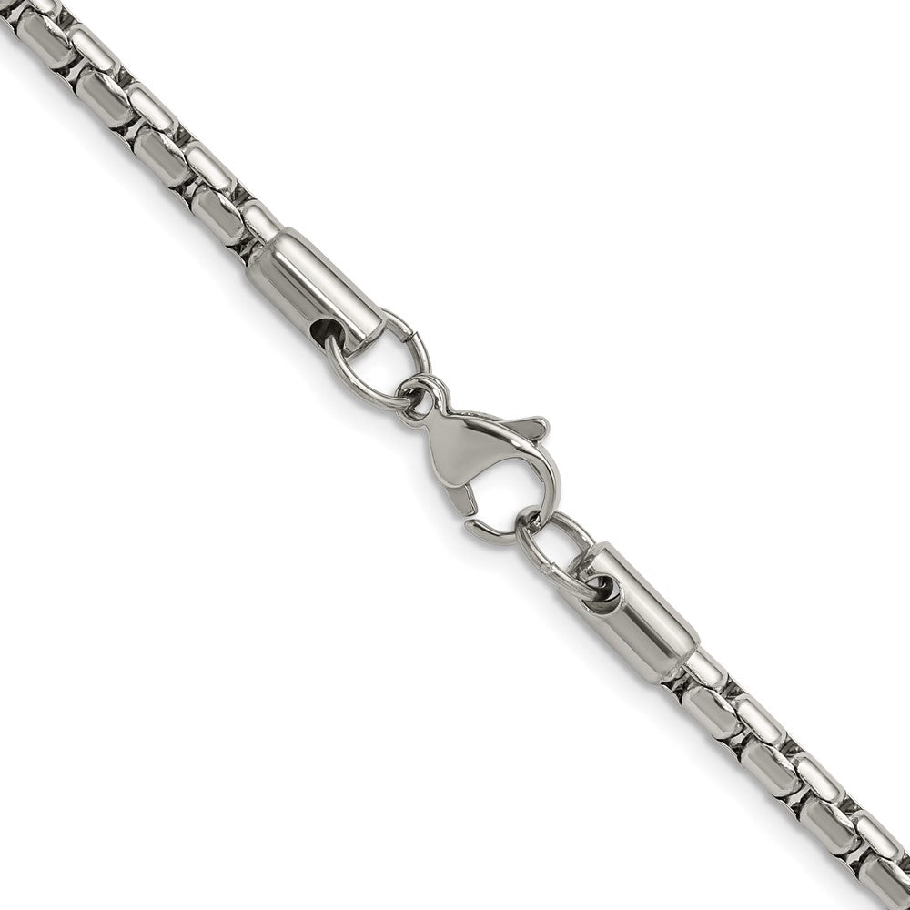 Chisel Stainless Steel Polished 3.5mm 24 inch Elongated Round Box Chain