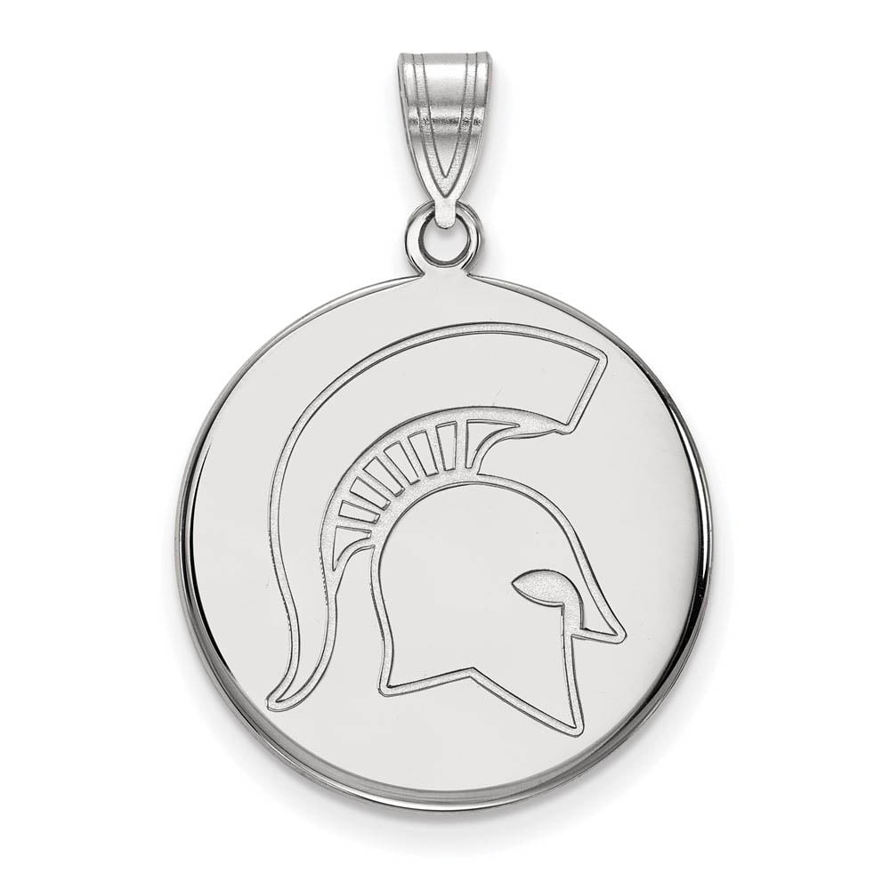 Sterling Silver LogoArt Official Licensed Collegiate Michigan State University (MSU) Large Disc Pendant