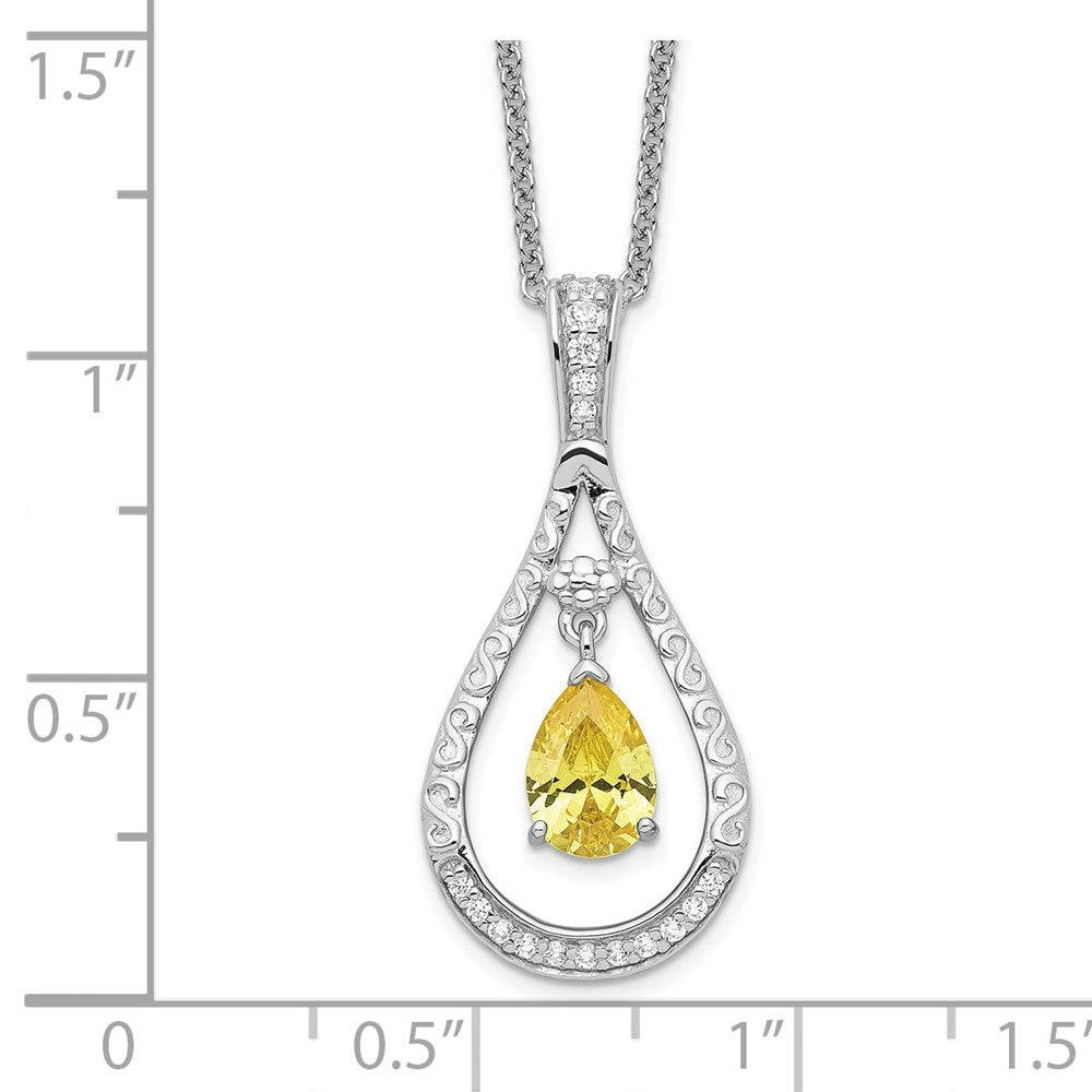 Sentimental Expressions Sterling Silver Rhodium-plated Nov. CZ Stone Never Forget Tear 18 Inch Birthstone Necklace 18 Inches