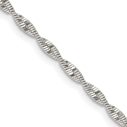 Sterling Silver 2mm Twisted Herringbone Chain 18 Inches