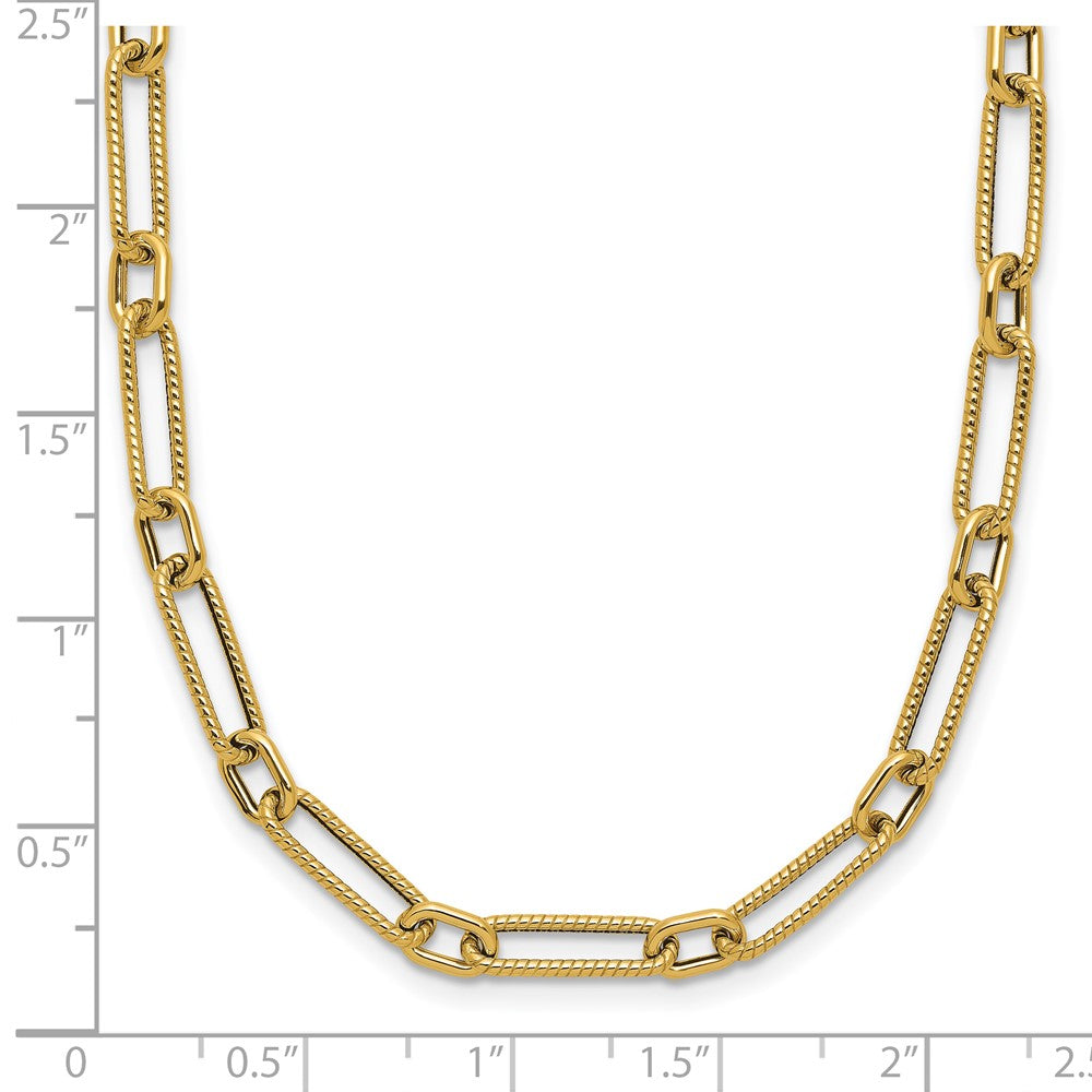 14K Polished and Textured 4.2mm Fancy Link Necklace