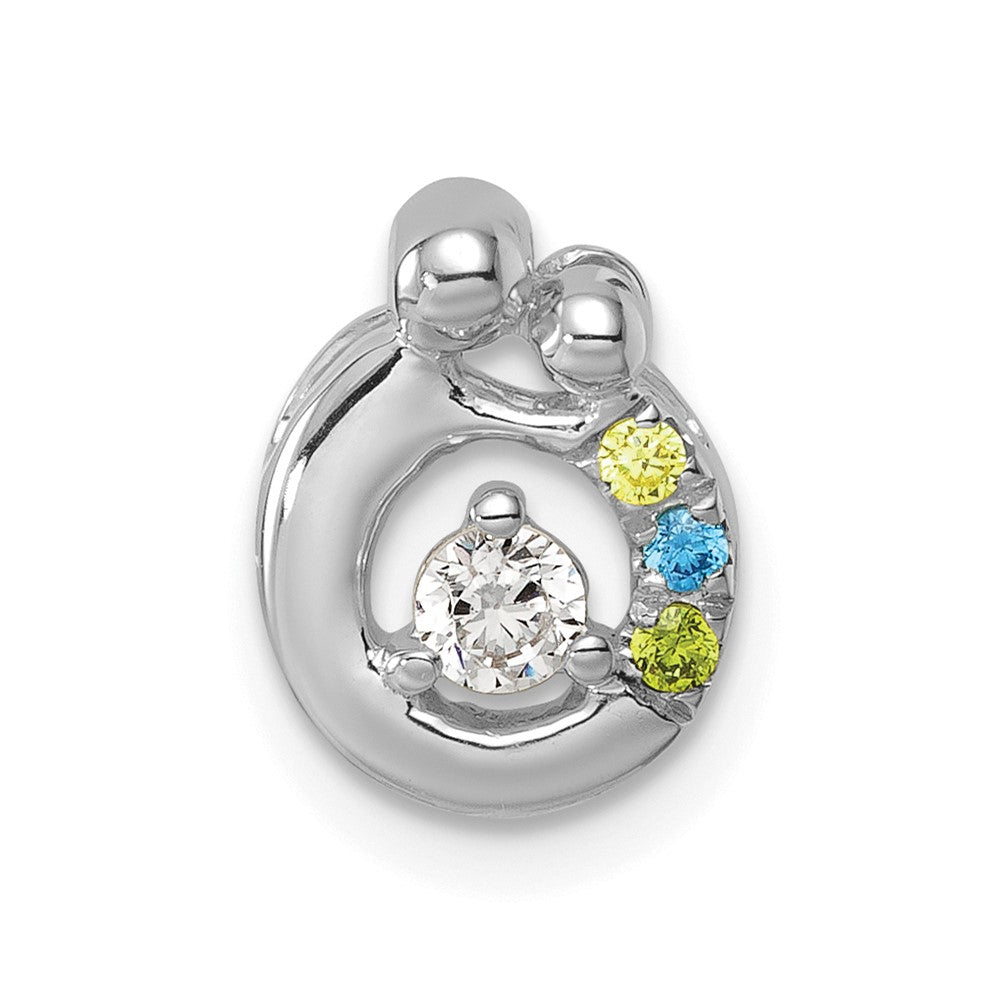 14k WG 3 Birthstone and Dia Mother/Child Chain Slide Semi-mount