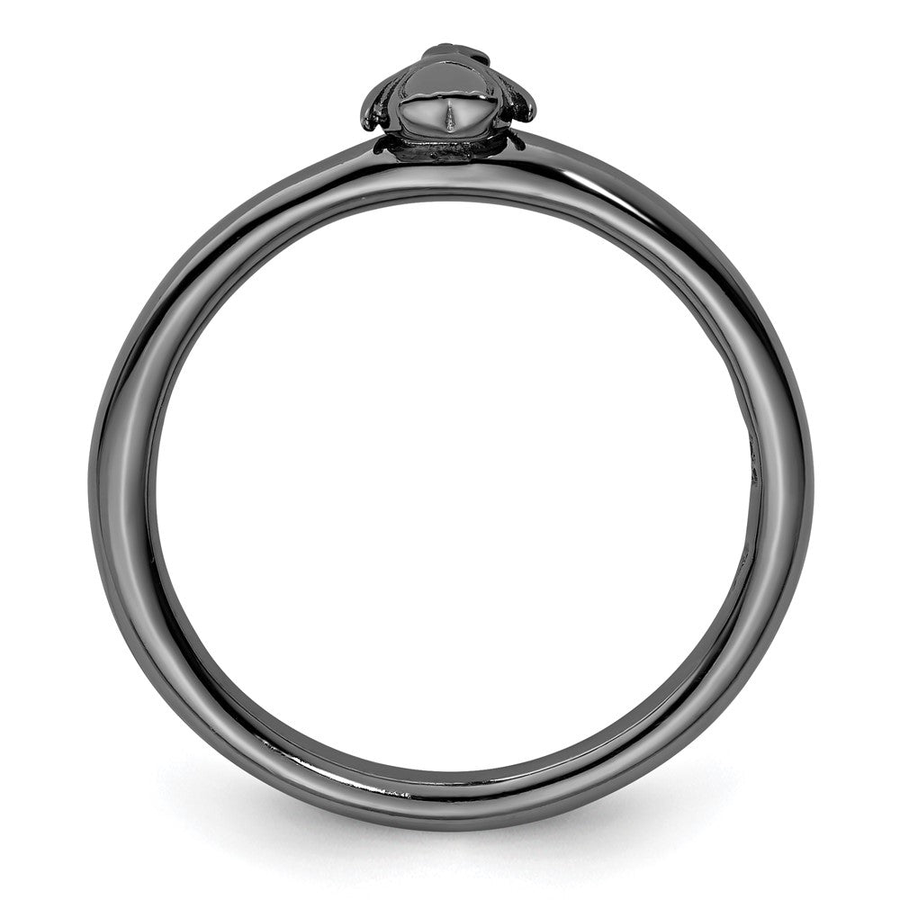 Sterling Silver Stackable Expressions Black-plated Penguin Ring Size -7