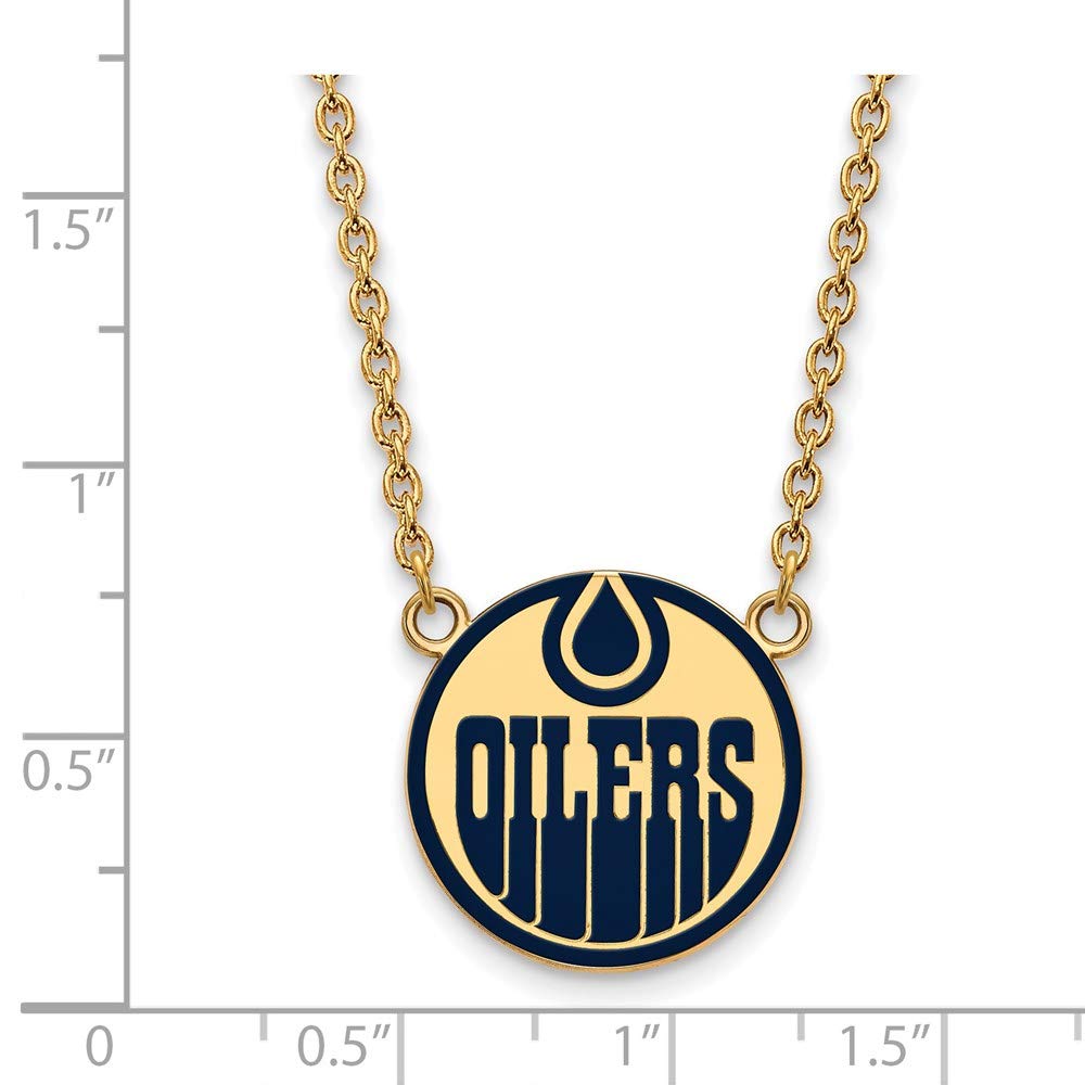 Sterling Silver Gold Plated NHL LogoArt Edmonton Oilers Lg Enamel Necklace