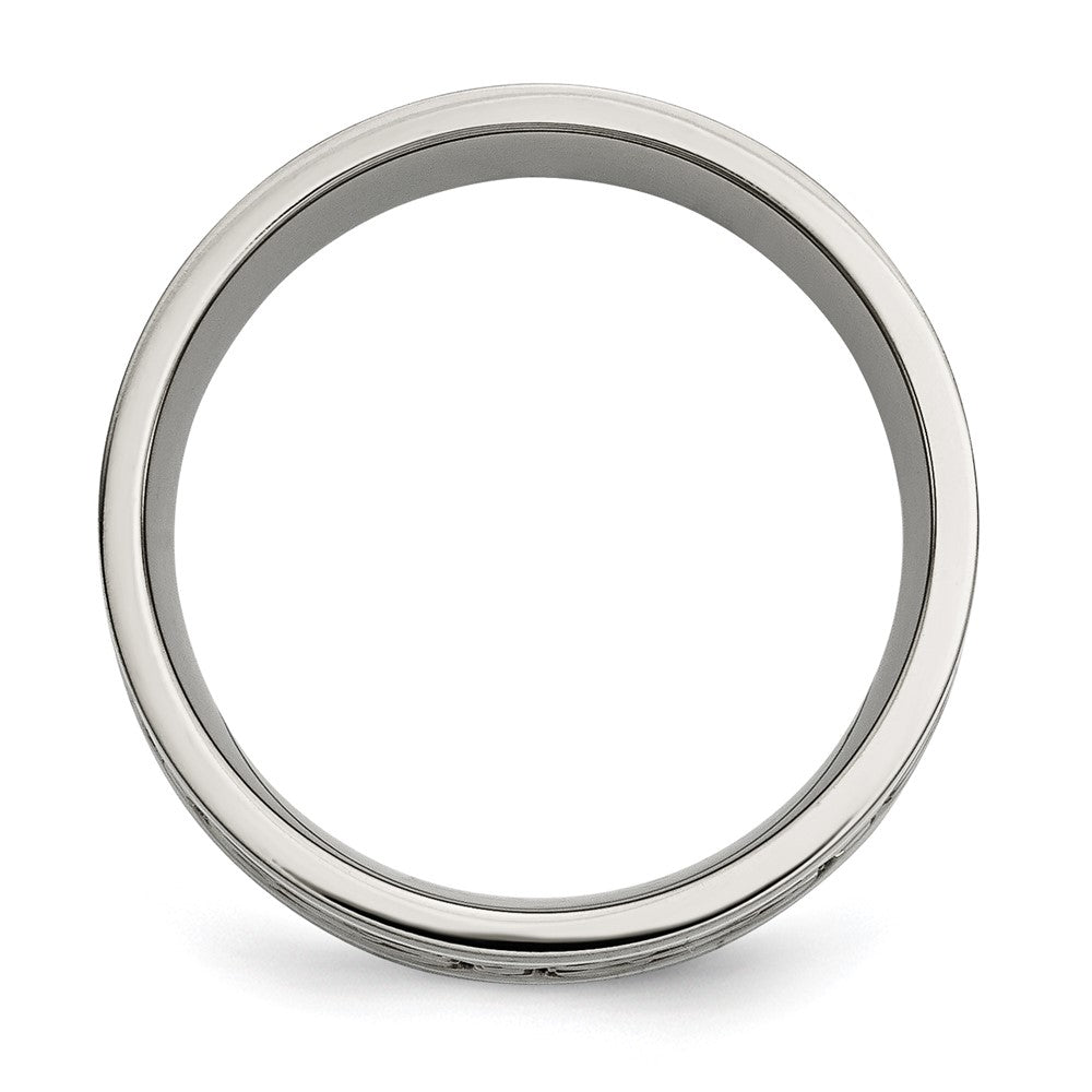 Titanium Polished w/Sterling Silver Inlay Celtic Knot 8mm Flat Band Size - 10.5