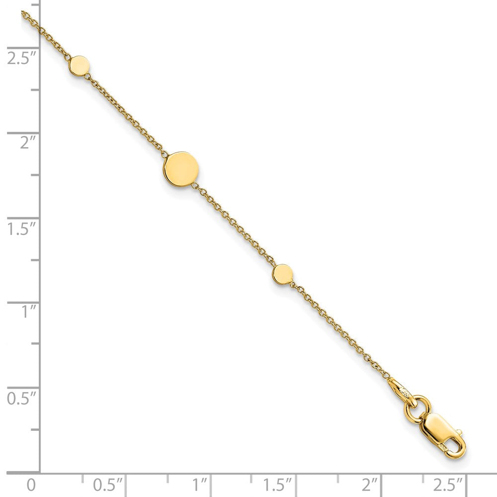 14k Polished Disc Bracelet 7.5  inches
