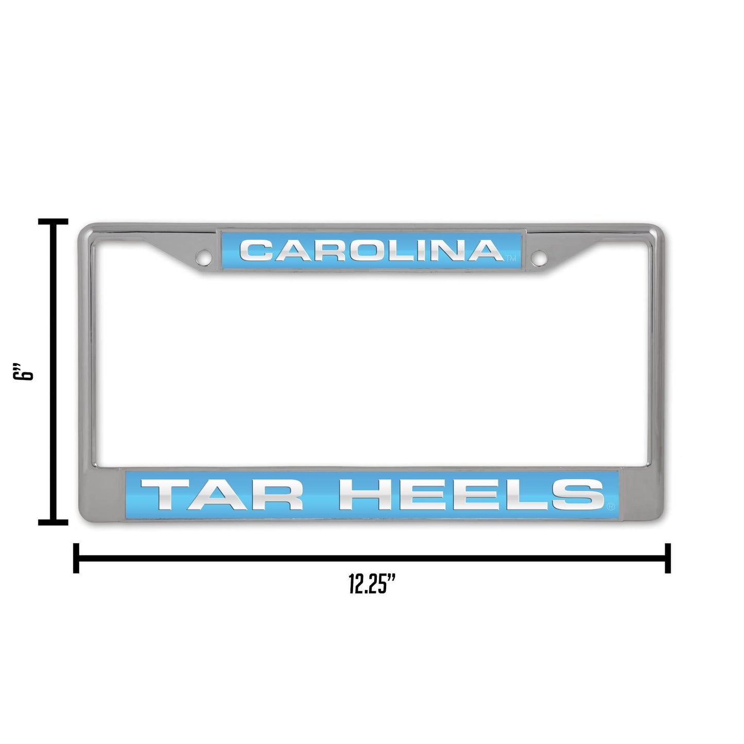Collegiate U of North Carolina Lt Blue Laser Chrome Acrylic License Plate Frame QGC6998