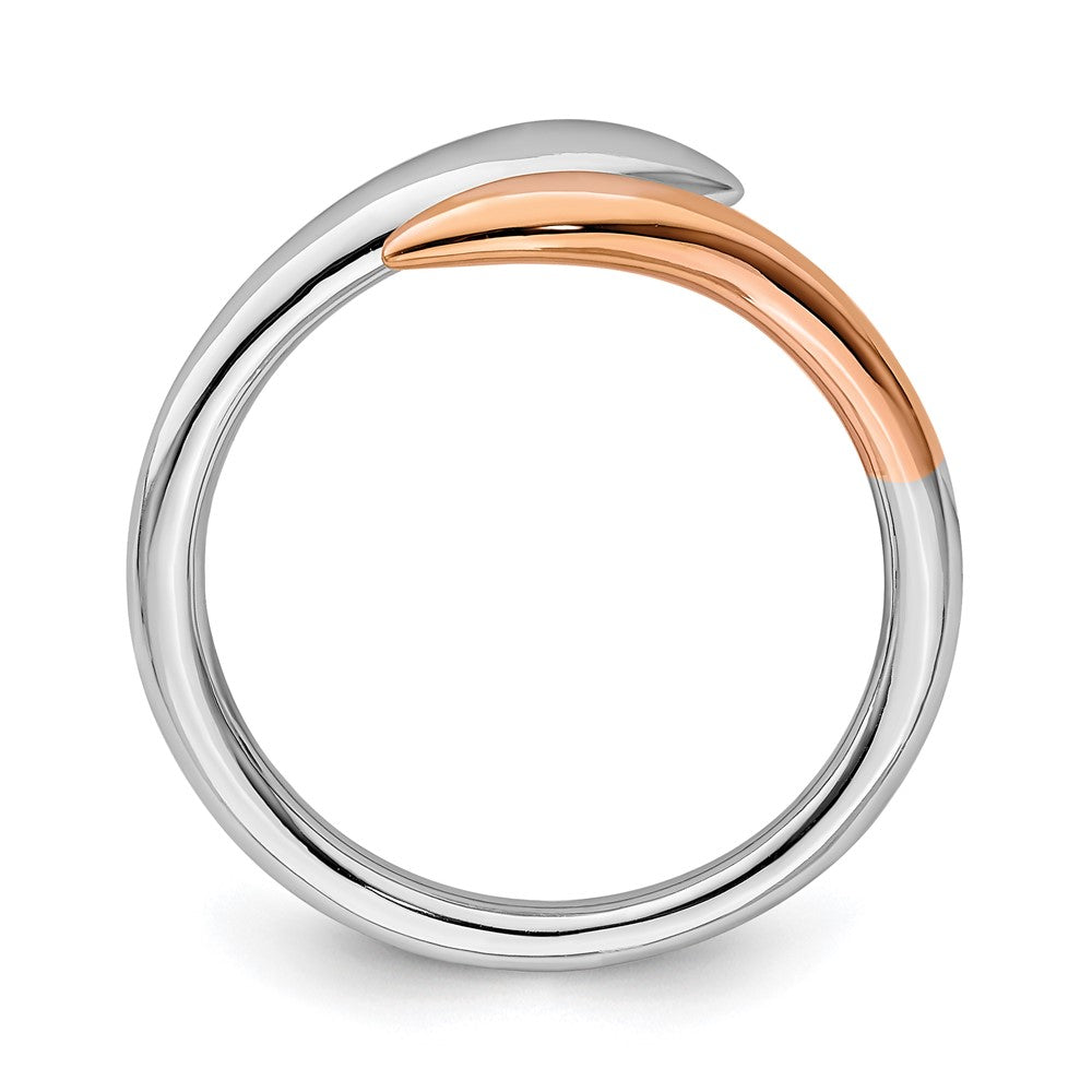 Sterling Silver Rhodium-plated Rose Gold-tone Bypass Ring
