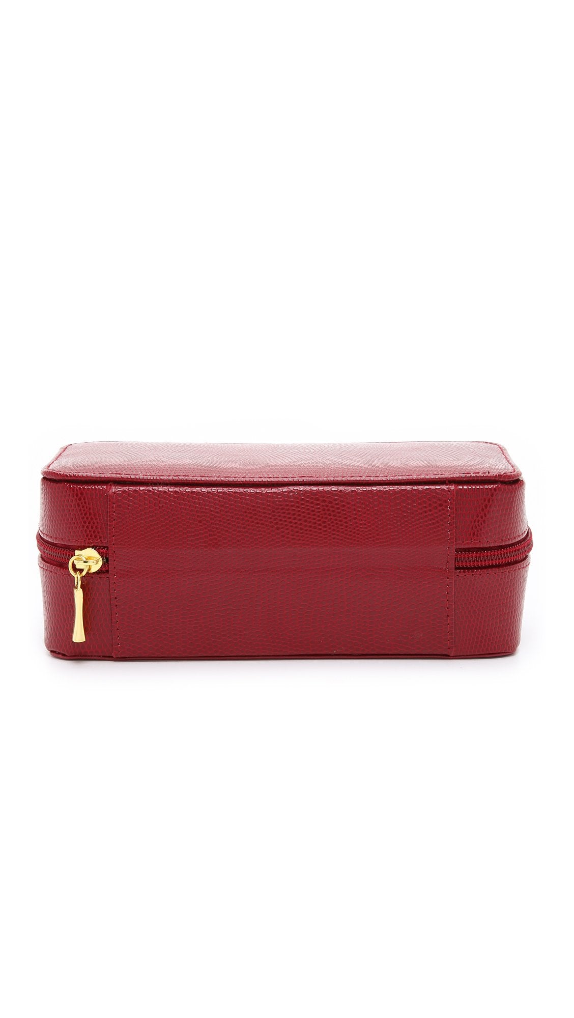 Bey-Berk International BB676RED Red Lizard Leather Watch & Bracelet Case with Soft Velour Lining with Zipper Closure