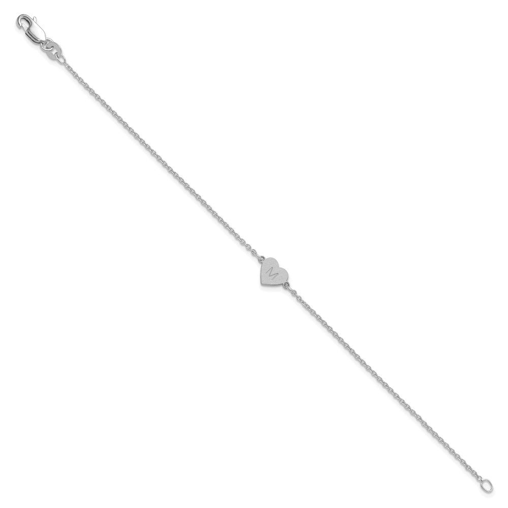 SS/Rhodium-plated Brushed 1 Station Heart Bracelet