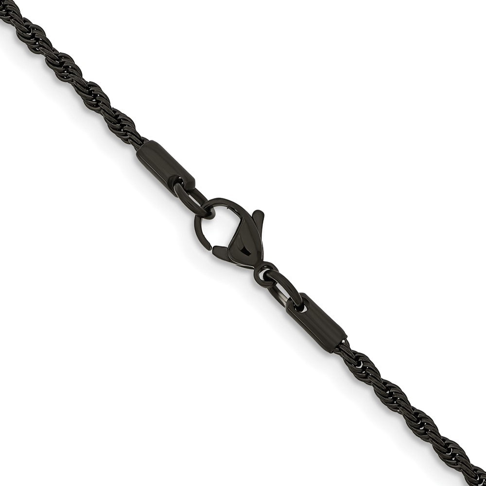 Stainless Steel Polished Black IP-plated 2.4mm 24 inch Rope Chain