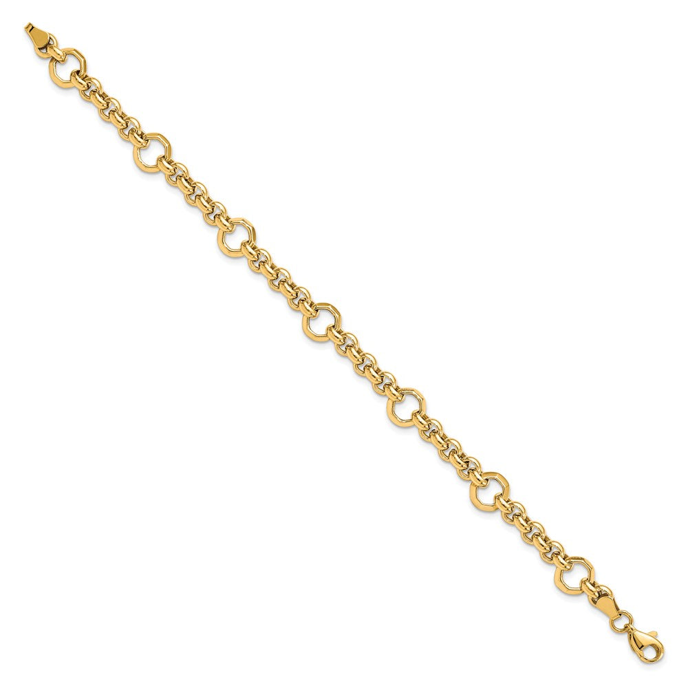 10K Polished D/C Fancy Link Bracelet 7.5  inches