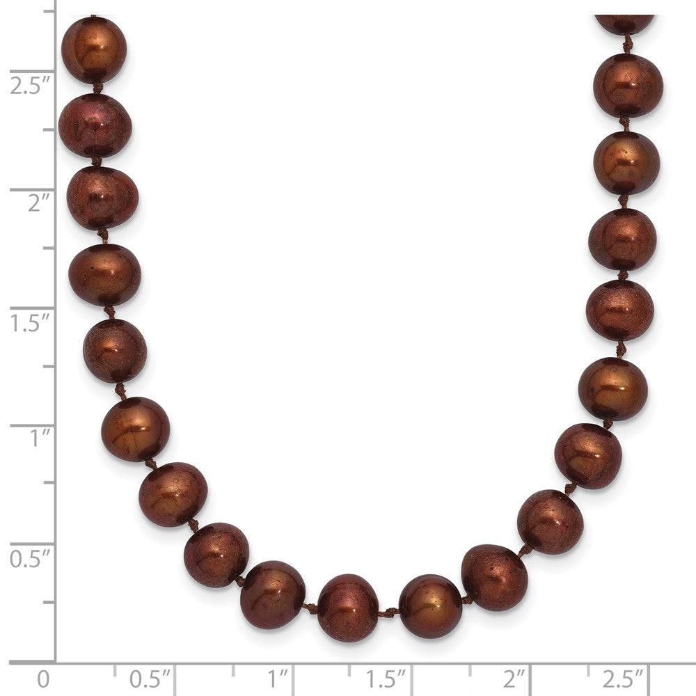 Sterling Silver Rhodium-plated 6-7mm Brown Near-Round Freshwater Cultured Pearl 24 inch Necklace 24 Inches