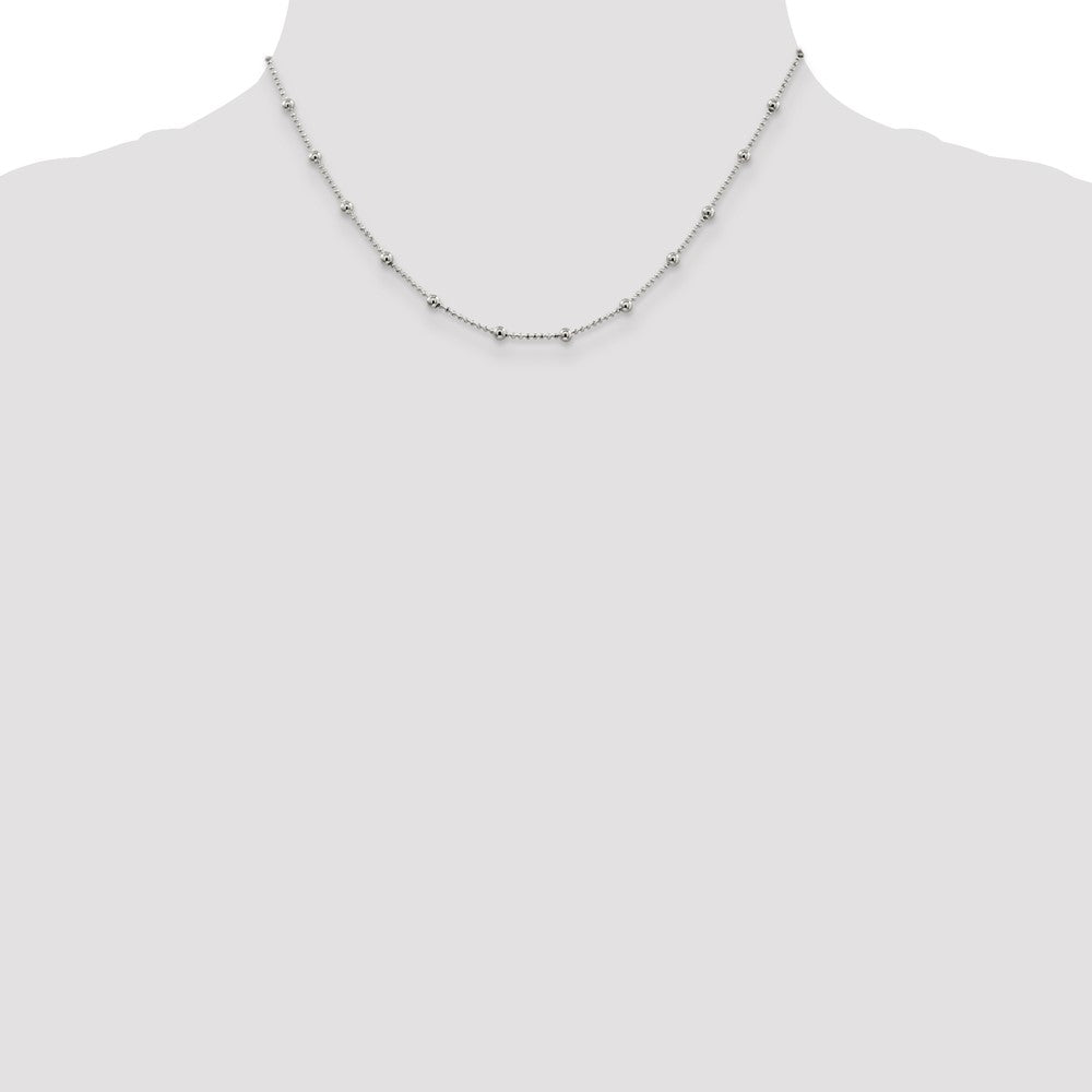 Sterling Silver 1.15mm Diamond-cut Fancy Beaded Chain 16 Inches
