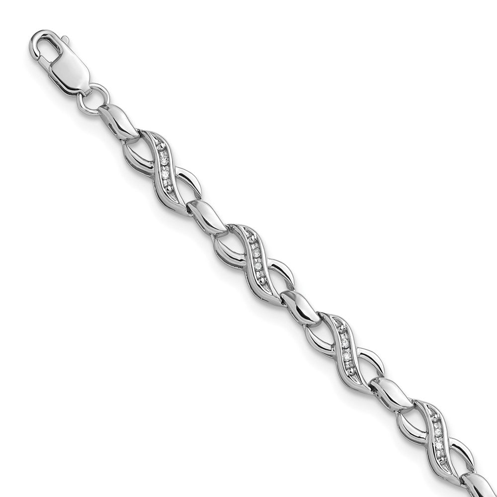 Sterling Silver Rhodium-plated Diam. Infinity Symbol Bracelet 7 inches