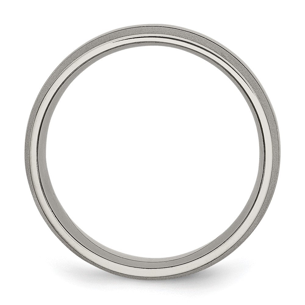 Titanium Brushed and Polished 8mm Grooved Band Size - 13.5