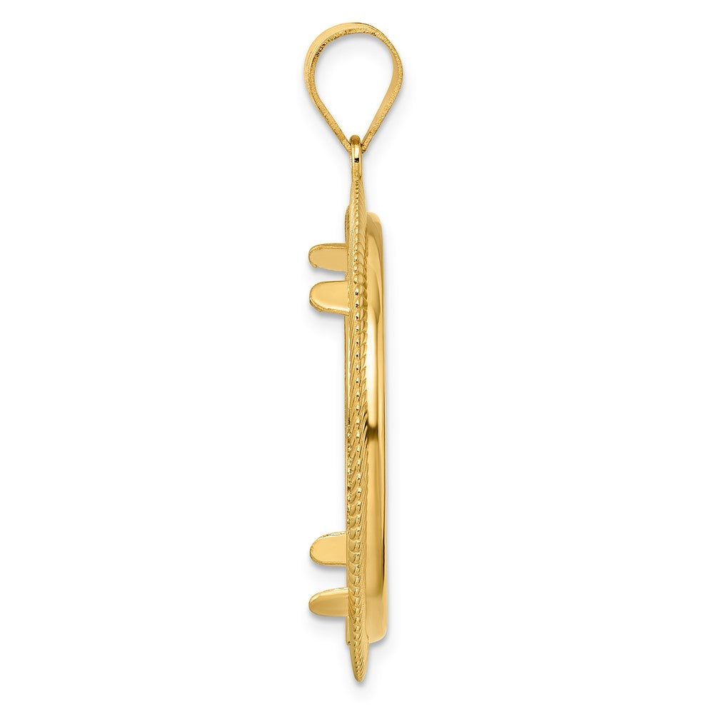 14k Polished Scalloped with 27.0mm Prong Coin Bezel Pendant